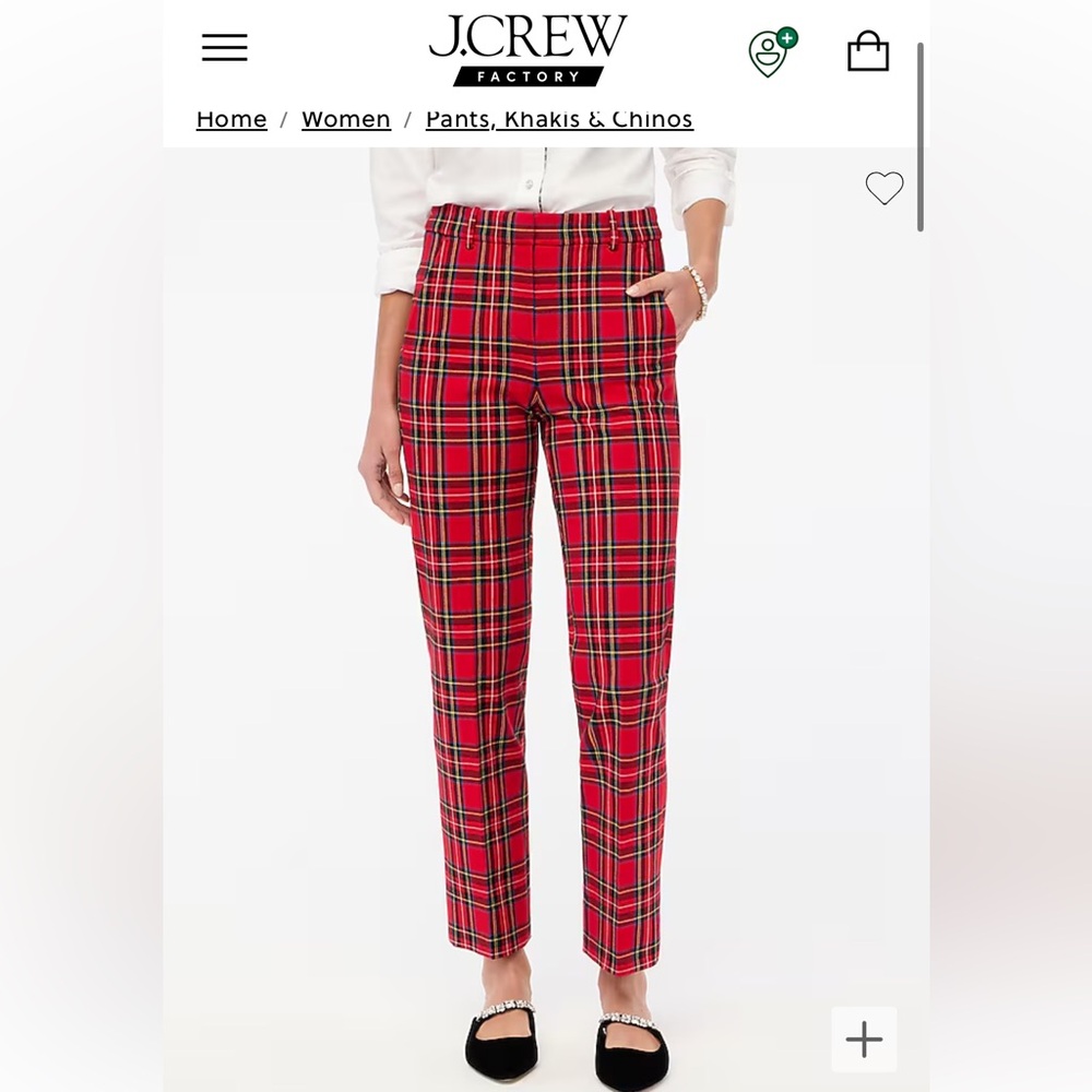 NWT J. Crew Winnie Red Plaid Pants Sz 12